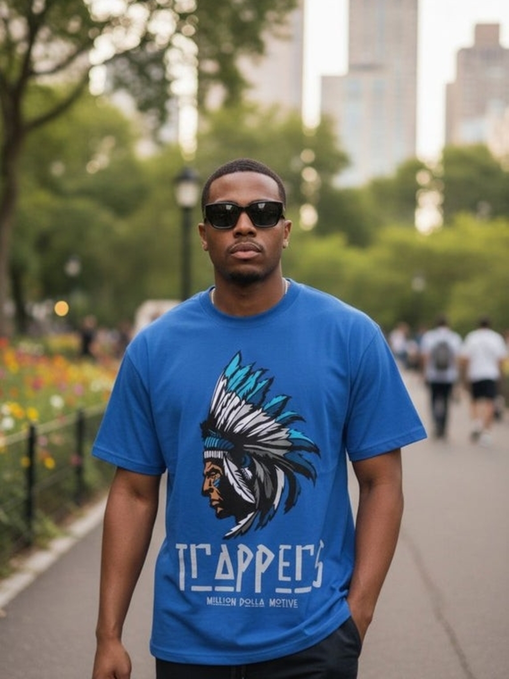 Indian Motif  Men's Royal Blue Short-Sleeve Graphic Tee #0331